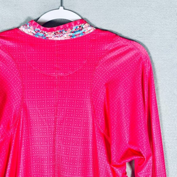 Lucky In Love Shirt Womens L Hot Pink Long Sleeve Pullover Tennis UPF 50 - Picture 9 of 14